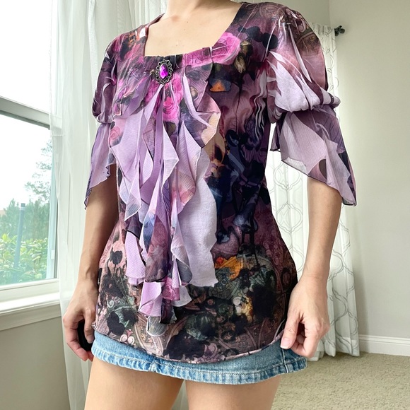 Y2K ruffled boho top - Picture 4 of 5